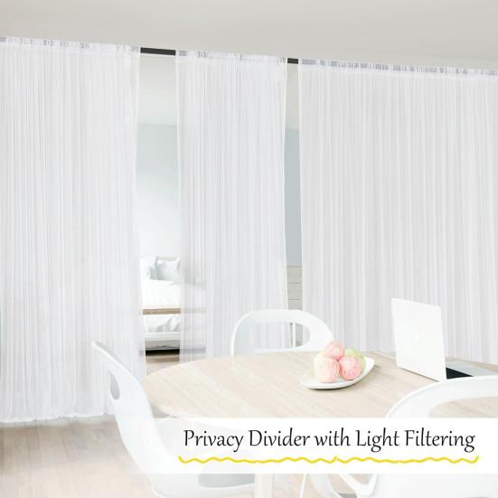 Zasłona Voile Siatka Przezroczysta Moskitiera Panel Prywatności z Tunelikiem na Drążek do Patio Werandy Tarasu Pergoli