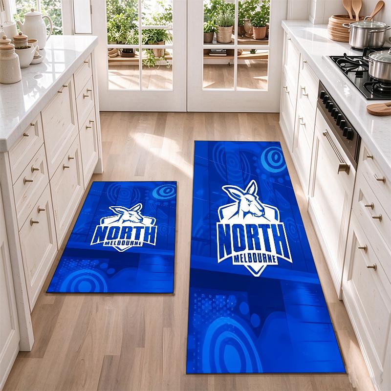 North Melbourne Kangaroos Flannel Kitchen Floor Mat – Non-Slip, Absorbent and Easy to Clean Suitable for Kitchens, Entryways Bedroomsand Bathrooms