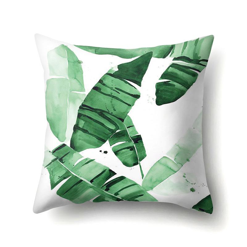 Polyester Pillowcase Nordic Ins Style Plant Flower Print Peach Leather Velvet Pillowcase Car Waist Cushion Cover