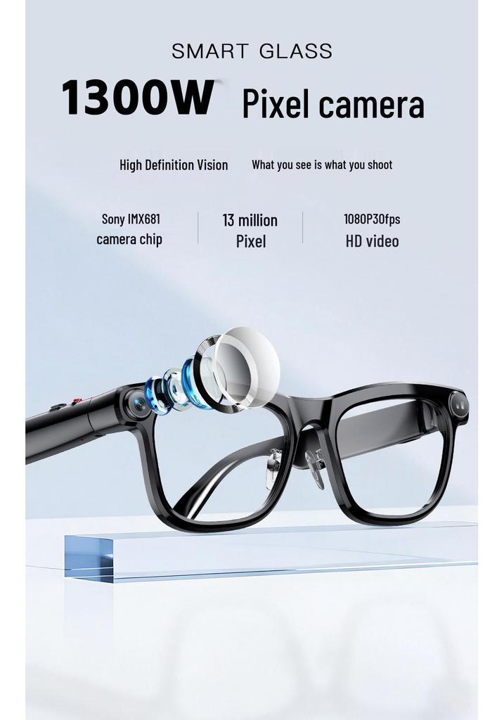 In Stock ZN447 Smart AI Glasses: 13MP Camera, Myopia Translation, Bluetooth, 4K HD Video Recording, Call & Photo Shooting.