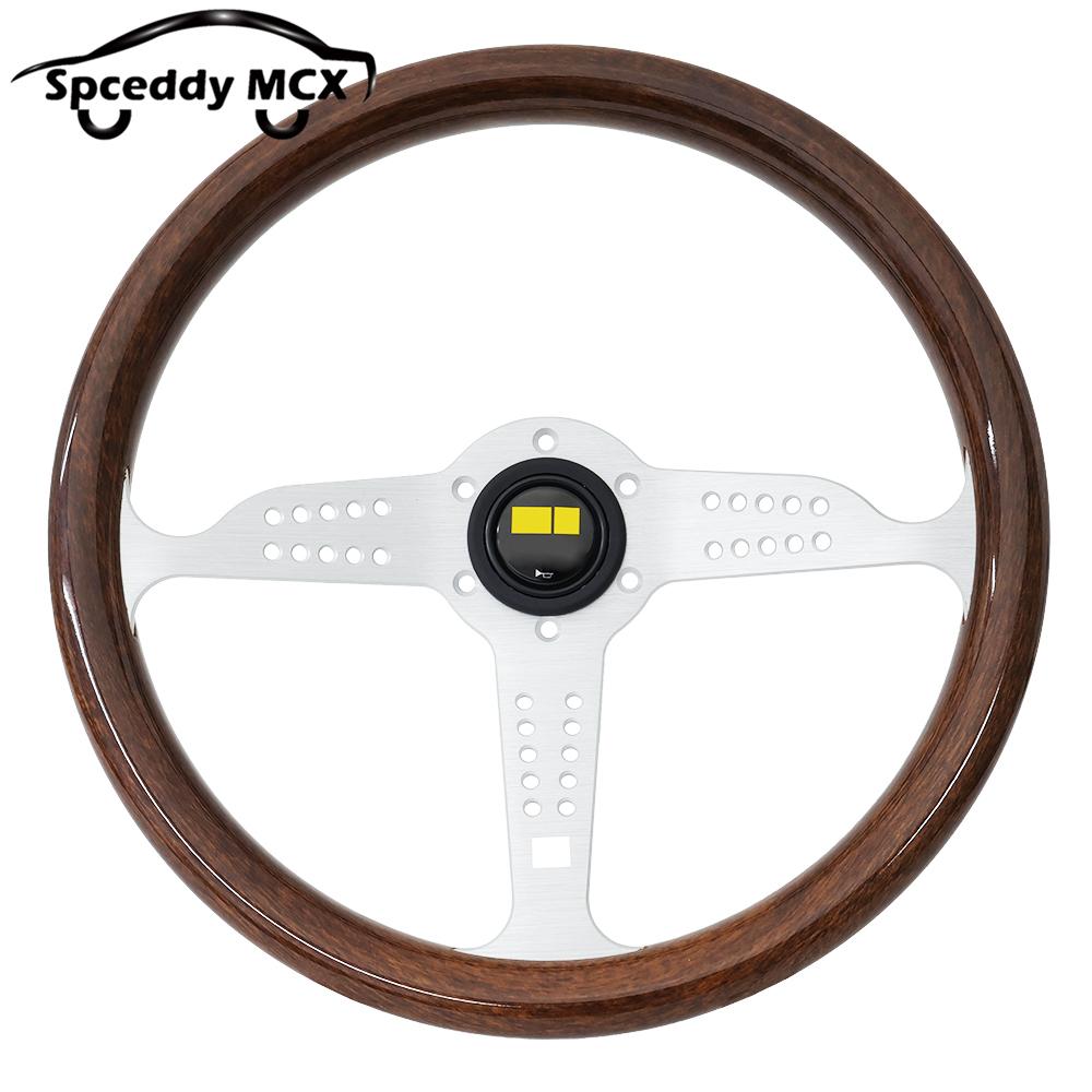 14inch 350mm Concave Wood Grain Car Sports Steering Wheel Classic Retro Steering Wheel Steering Wheel-White