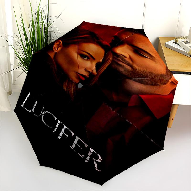 Supernatural Shadows Light Folding Umbrella Suitable for All Seasons 8 Paraphenoid Bones Printing Light Three Folds