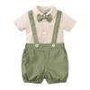 Baby Boy's Summer Clothes Cotton Short Sleeved Set Shoulder Pants Two-piece Set Korean Version Children's Dress