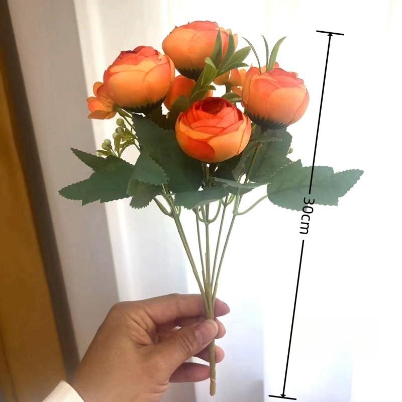 Nordic Rose Spring  Tea Bud Embroidered Ball Small Handle Flower Simulated Flower Silk Flower Wedding Photography Home Decoration Hand-held Flower