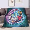 "Fantasy Stained Glass Art with Characters" Patterned flannel blanket perfect for the bedroom living room, sofa, or a little nap