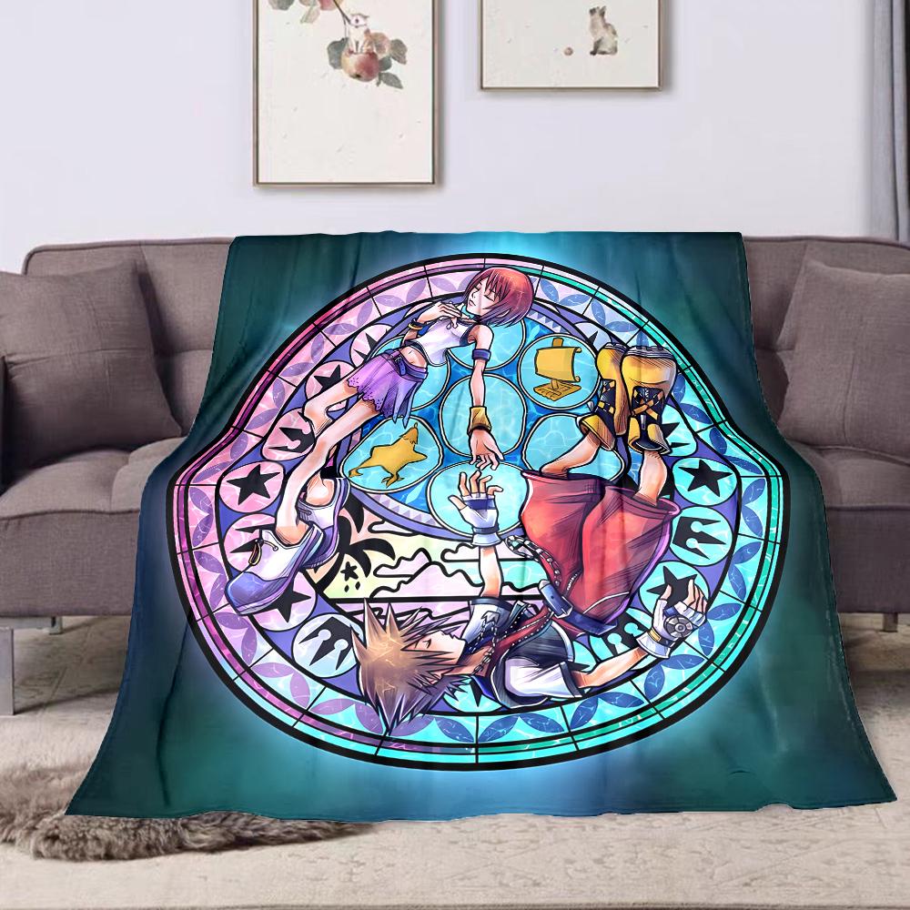 "Fantasy Stained Glass Art with Characters" Patterned flannel blanket perfect for the bedroom living room, sofa, or a little nap