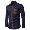 Cozy Up Herren Langarmshirt mit Dreiecksausschnitt und Tasche in Kontrastfarbe