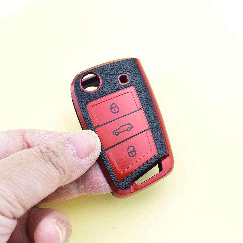 Keychain Leather Tpu Car Key Case Cover For Skoda Octavia Kodiaq Karoq For Seat Ateca For Volkswagen Vw Polo Golf7 Mk7 Tiguan