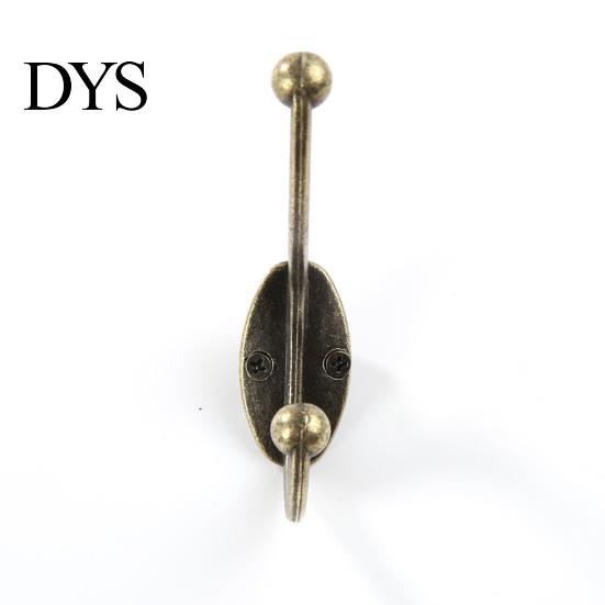 Vintage Clothes Hook Durable Bronze Zinc Alloy Double Leg Hanger for Wardrobes