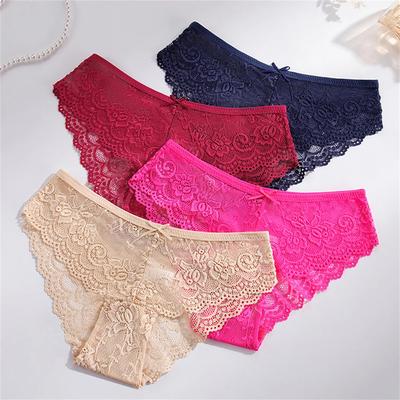 Mutandine da Donna in Cotone M-2XL Mutandine da Donna Patchwork in Pizzo Sexy a Vita Bassa Mutandine Comode da Donna Set da 6 Pezzi