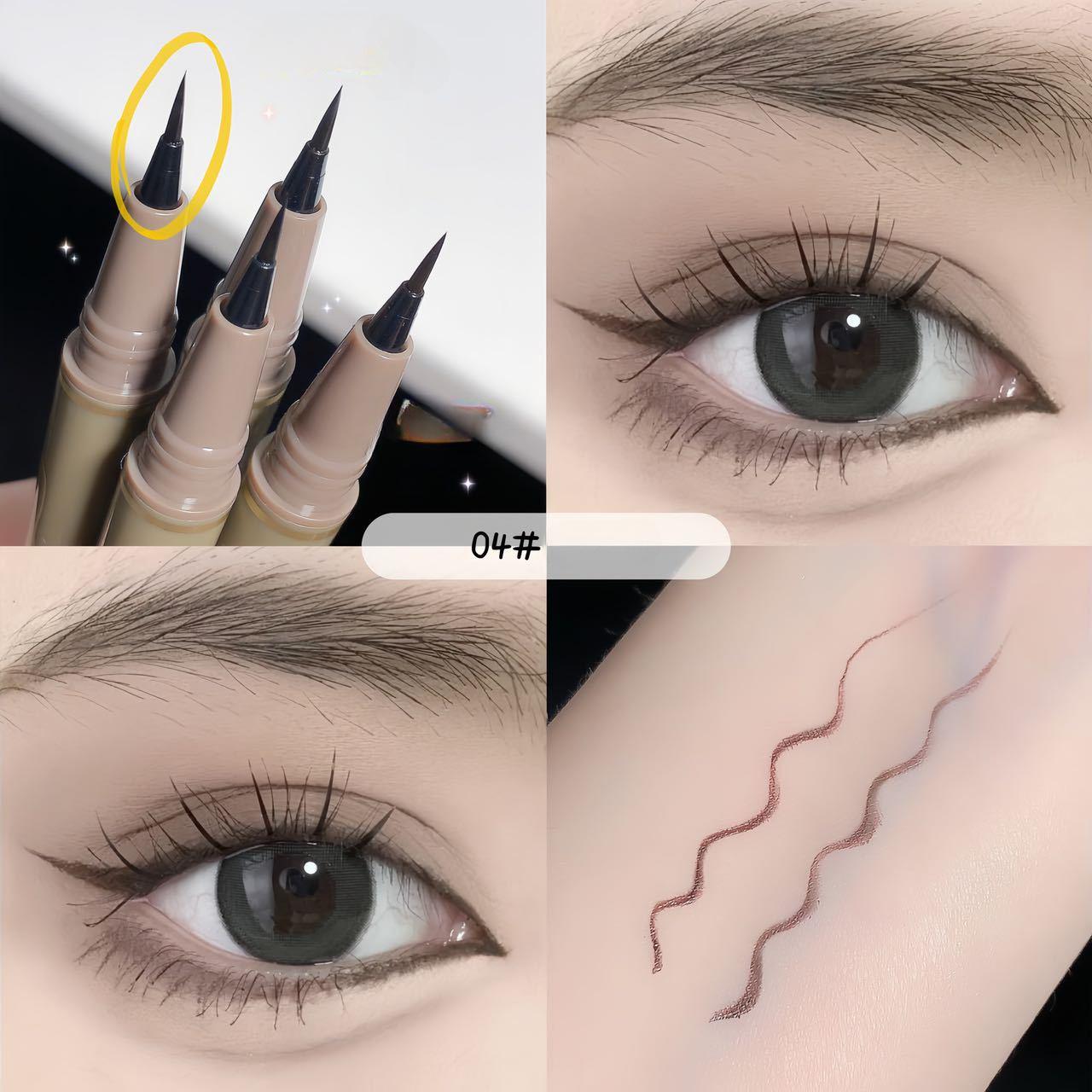 Тонкая жидкая подводка для глаз тутового шелкопряда, водостойкая, быстросохнущая, коричневая, не размазанная, жидкая подводка для глаз, ручка для макияжа глаз, подводка для глаз