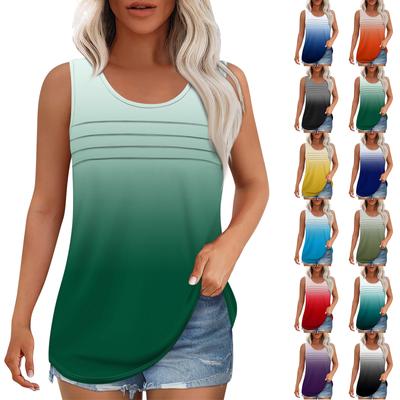 Μπλούζα ρεζερβουάρ για γυναικείες καλοκαιρινές στολές Αμάνικα μπλούζες με στάμπα casual φαρδιά πουκάμισα με πλισέ λαιμό μπροστά