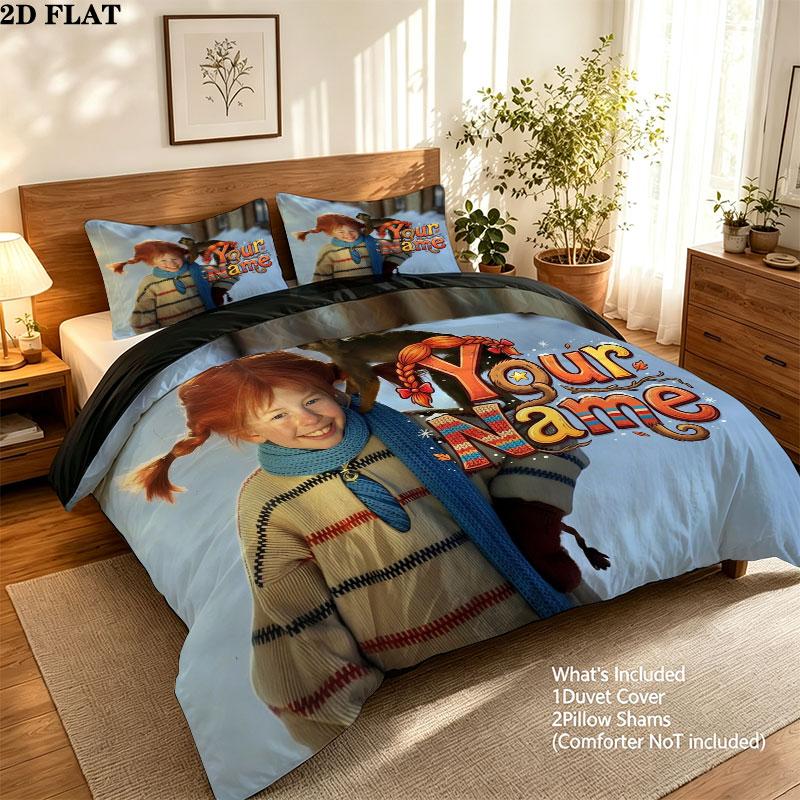 Springtime Fantasy Custom Name Pattern Bedding Quilt Set Quilt Cover Pillowcase Home Gift(1 * duvet cover + 2 * pillowcase, without core)