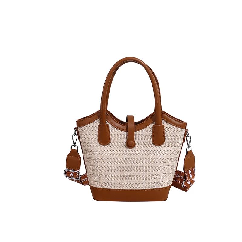 

Модные летние пляжные сумки для женщин, новые сумки на плечо из ротанга ручной работы, брендовая большая вместительная соломенная сумка, повседневная дорожная сумка