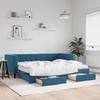 VidaXL Daybed with Trundle and Drawers Blue 90x200 Cm Velvet 3196762