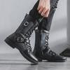 High Quality Men's British-Style Motorcycle Boots Mid-Calf Leather Biker Shoes Fashion Comfortable Riding Footwear for Urban Men