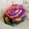 Rainbow Rose Waterdrops Outdoor Automatic Umbrella with 8 Rib Compact Design Travel Essential Fashion Lovers Gift for Festivals