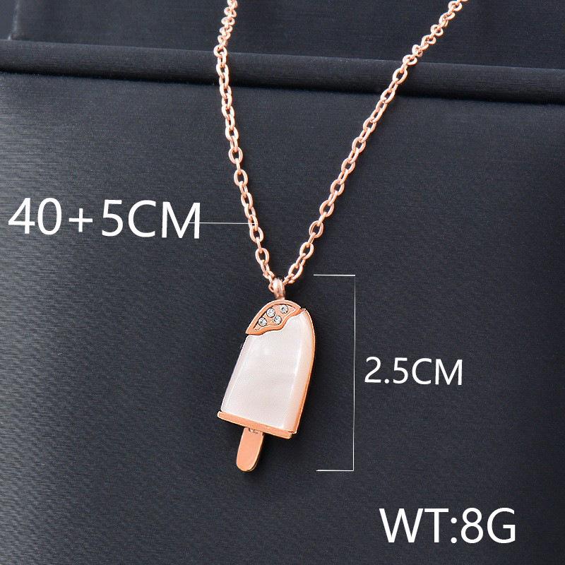 Titan Titan Stahl weiß Shell Tasche Eis Anhänger Edelstahl Halskette Frauen können nicht Farbe Schlüsselbein Kette fallen