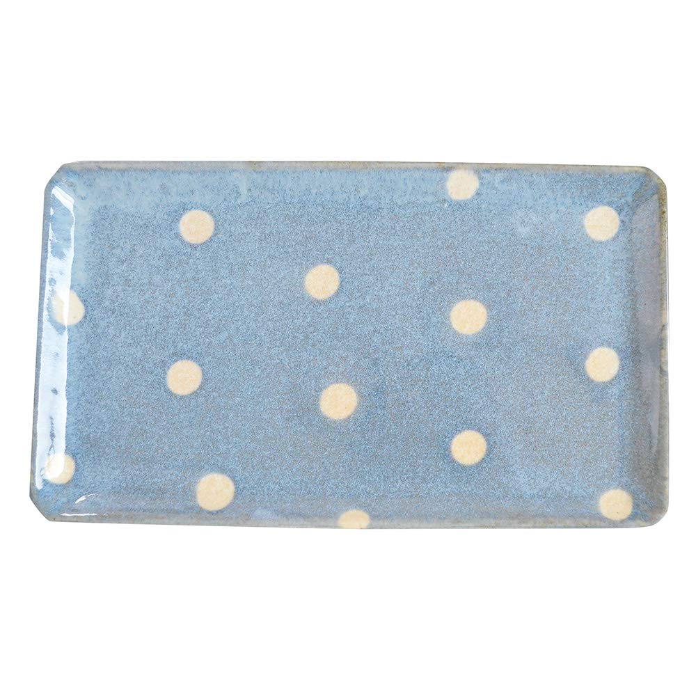 

Mino ware long rectangular approximately 26 x 15 light made in K14232 plate, cm, point, blue, Japan, светло-синий