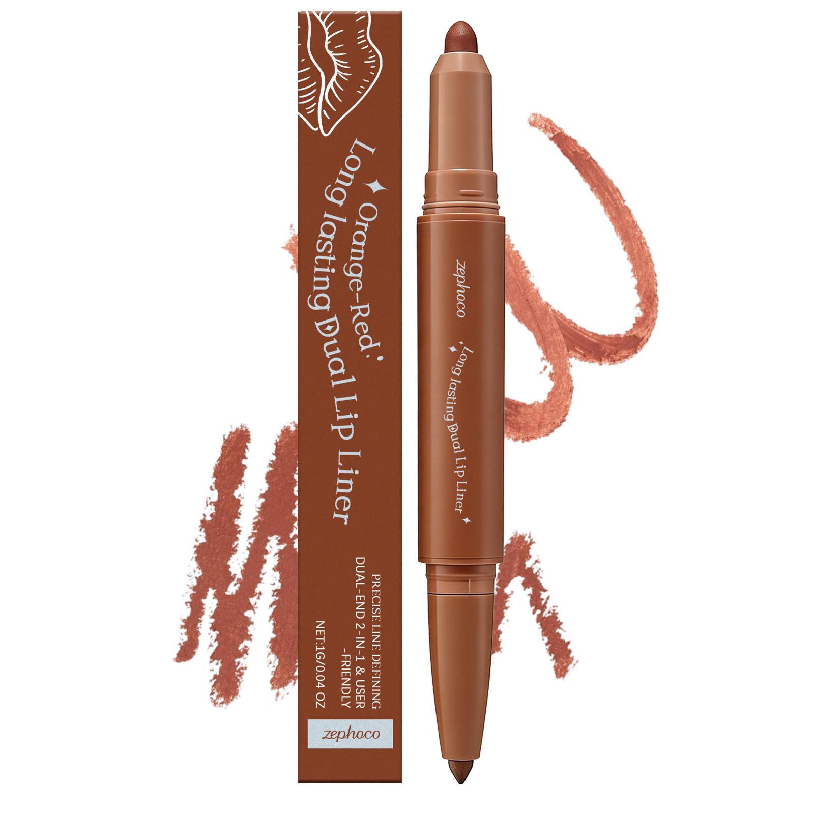 

Zephoco Soft & Moist Dual Lip Liner (Orange-Red) - Lightweight, Highly Pigmented, Long-Lasting Daily Makeup.