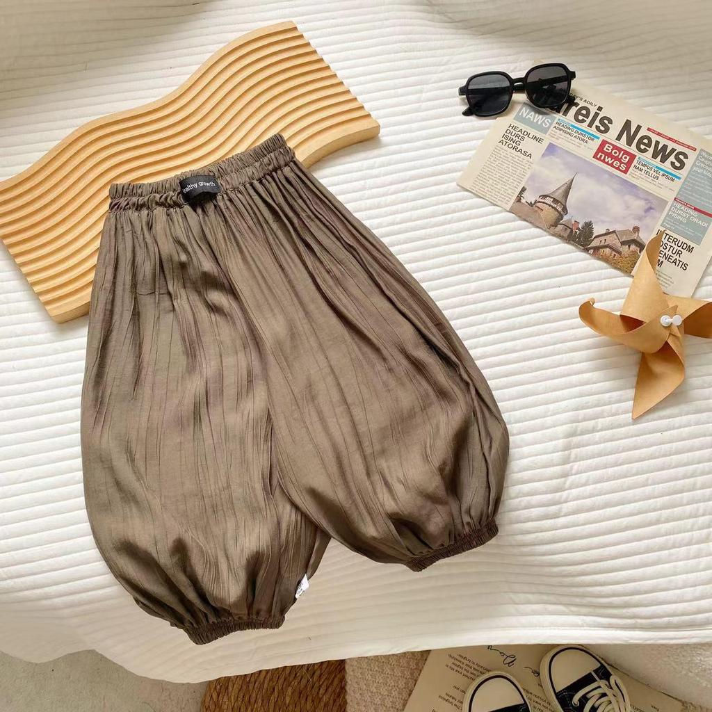 Kids' Korean-Style Loose Fit Summer Pants - Mosquito-Proof, Solid Color, Unisex Joggers