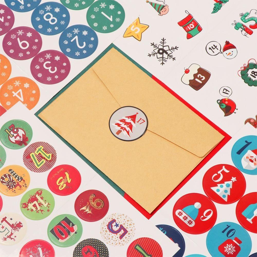 10 Sheets Set Waterproof Adhesive Christmas Countdown Calendar Stickers Christmas Party Decor