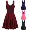 Damenkleid Gothic Punk Stil Kleid Patchwork Bandage Trägerkleid