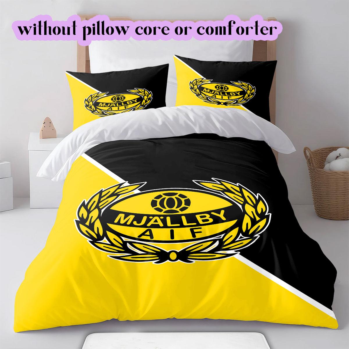 

Mjällby AIF football Pattern Bedding,Quilt Set Quilt Cover Pillowcase Home Birthday Gift (1*duvet cover+2*pillowcase,without core) 140x200cm