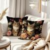 Elegant Cat - Floral Pillow CoversLiving Room Sofa Cushion Cover, Soft and Comfortable, Bedroom Room Decoration