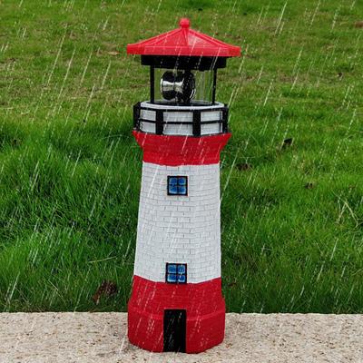1Pcs LED Solar Powered Lighthouse Rotating Light Home and Garden Decor Fence Outdoor Yard Lawn Lamp