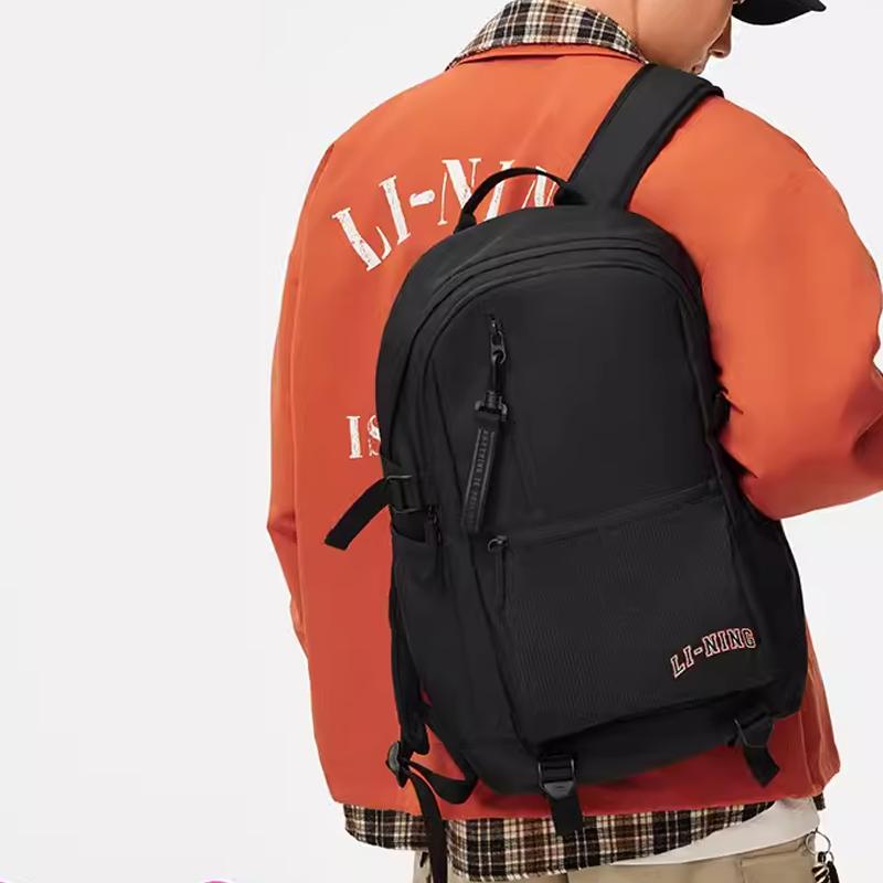 Li Ning Polyester Backpack Unisex Black ABSU215-1
