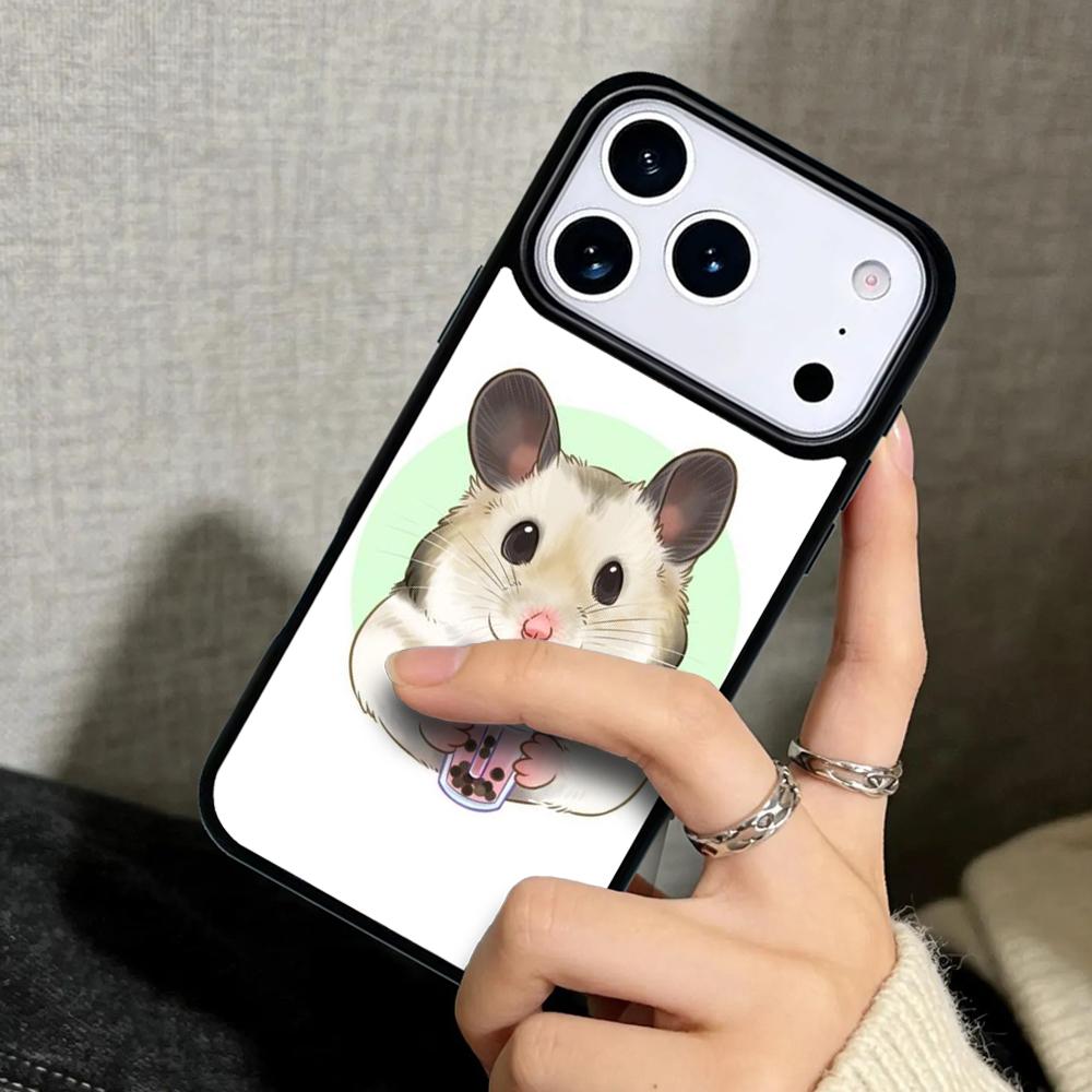 Capa Case for iPhone 17 Air 16 Pro Max 15 Plus 11 13 Mini 14 12 Back Phone Cover Cute Funny Hamster