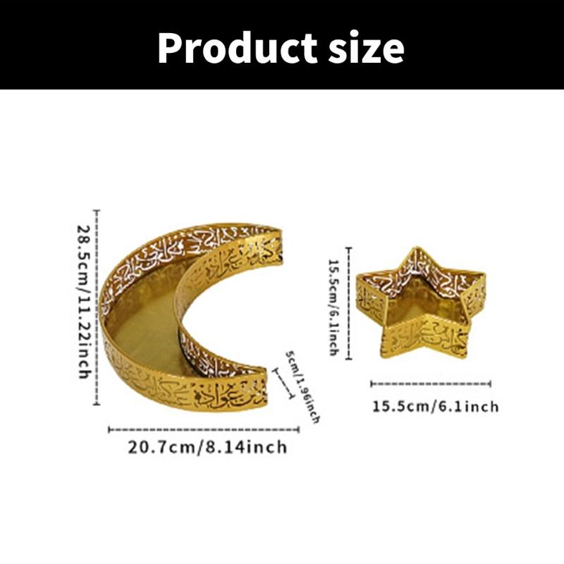 2pcs Middle Eastern Iron Fruit Plates Unique Crescents Moon Castles Iron Serving Tray for Middle Eastern Decors