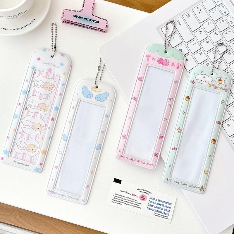 Photocard Holder Pvc Transparent Card Case Student Campus Card Access Bag Strawberry Four Grid Card Sleeve