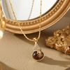 Vintage Chinese Zirconia Gourd Earrings & Amber Pendant Necklace Set
