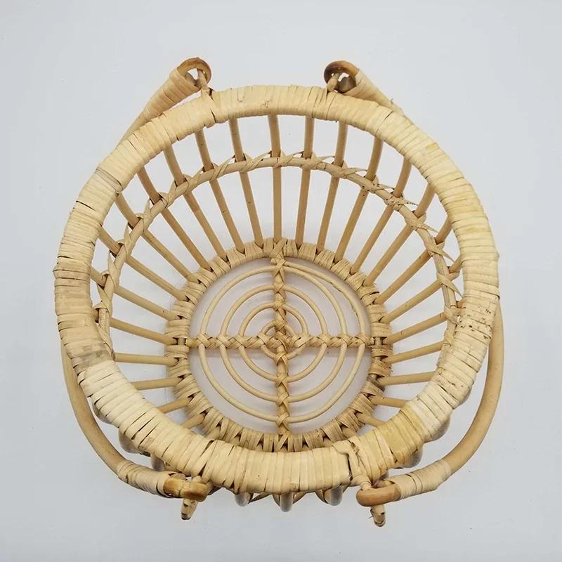 Newborn Photography Props Retro Rattan Basket Chair Infant Photo Baby Girl Boy Posing Bed Background Photography Accessor