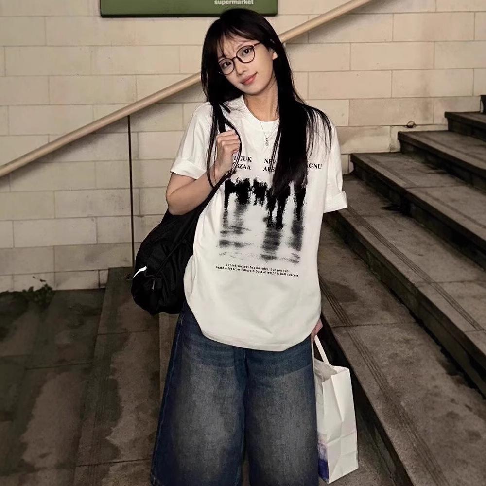 

Street Fashion Oversized Crew Neck Spray Dye Short Sleeve T-Shirt Large