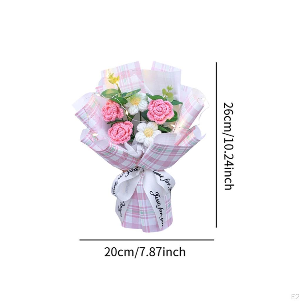 Crochet Flowers Bouquet Decorative Knitted Home Decor for Moms Friends Graduation