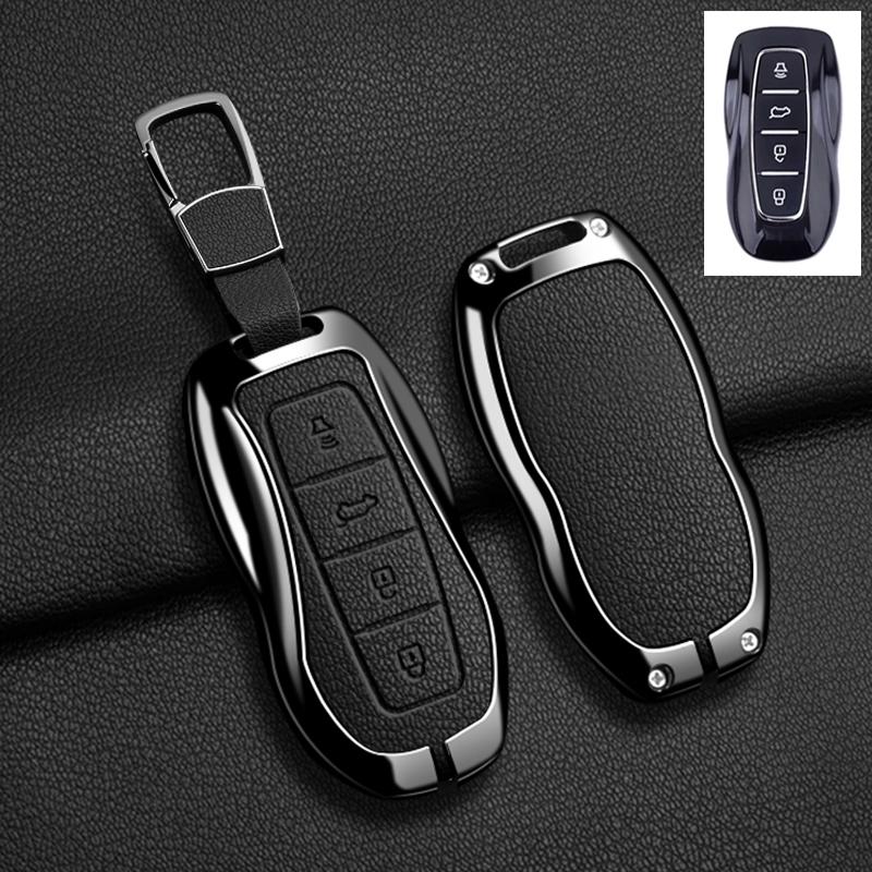 Interior Mouldings 4 Buttons Car Key Cover Case Shell For Ford EQUATOR JMC Plus 5 6 7 Sport EcoBoost Zinc Alloy Leather Protect