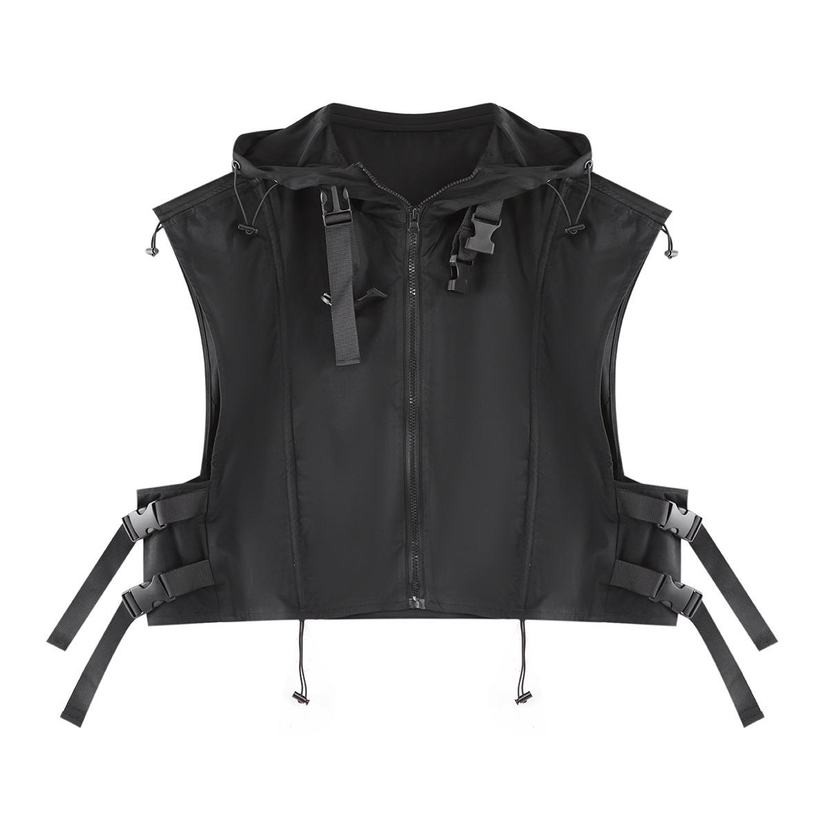 Men s summer functional wind vest tooling European and American trendy brand vest jacket M чёрный