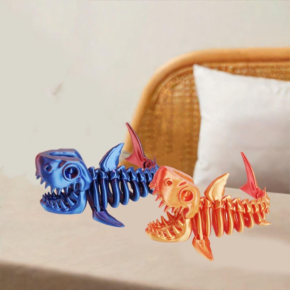 PLA Plastic 3D Printed Shark Model Handmade Simulation Shark  Home Decoration
