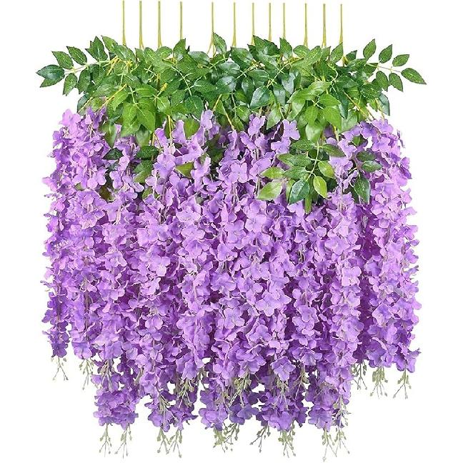 

12 Pack 3.75 Feet/Piece Artificial Fake Wisteria Vine Ratta Hanging Garland Silk Flowers String Home Party Wedding Decor (Blue) світло-фіолетового кольору