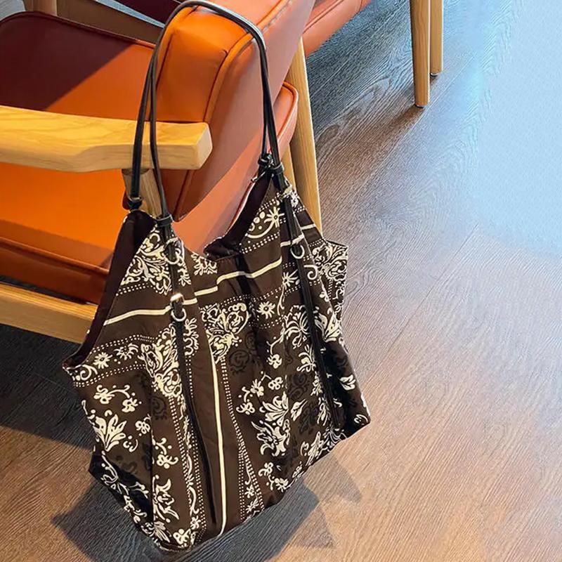 Yogodlns Large Capacity Shopper Tote Bag Ethnic Printed Shoulder Bag Soft Shopper Handbags Fashion Designer Hobos Bags for Women