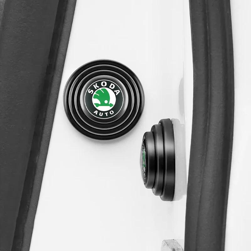 SBNI3 Car Door Shock Absorber Gasket Anti-collision Silicone Sticker Pads For Skoda Octavia Rapid Fabia S Logo A7 Superb KAMIQ