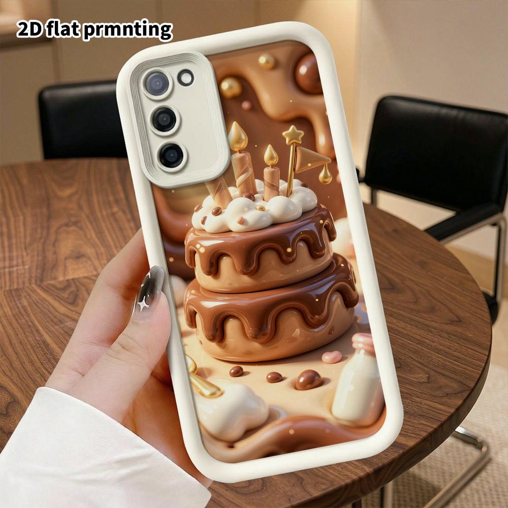 Phone Case: 2D Flat Design Suitable for Samsung Galaxy A34 A35 M05 M06 S20 S22 S21 FE Plus 5G Protective Case, Chocolate Cake, Perfect Christmas and H