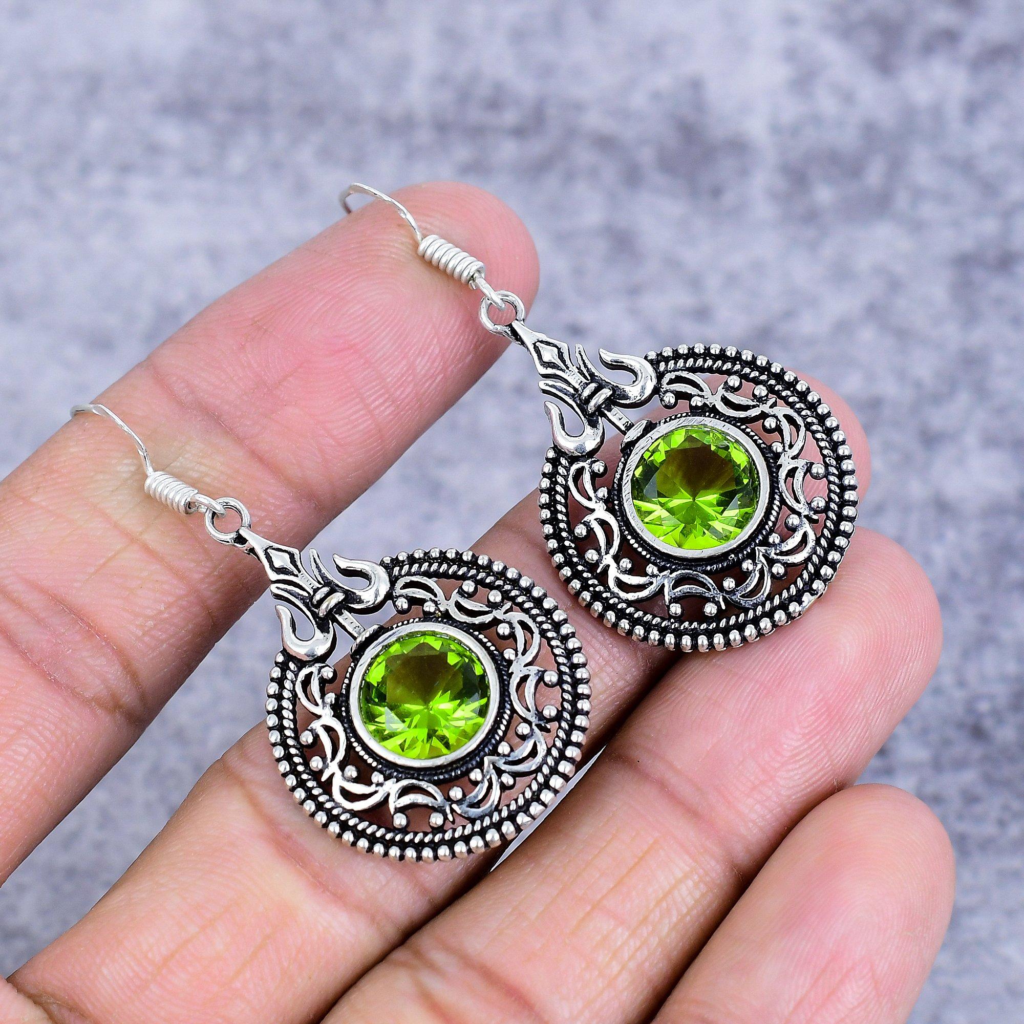 

Peridot Gemstone Handmade 925 Sterling Silver Jewelry Earring 2.09 M-2703