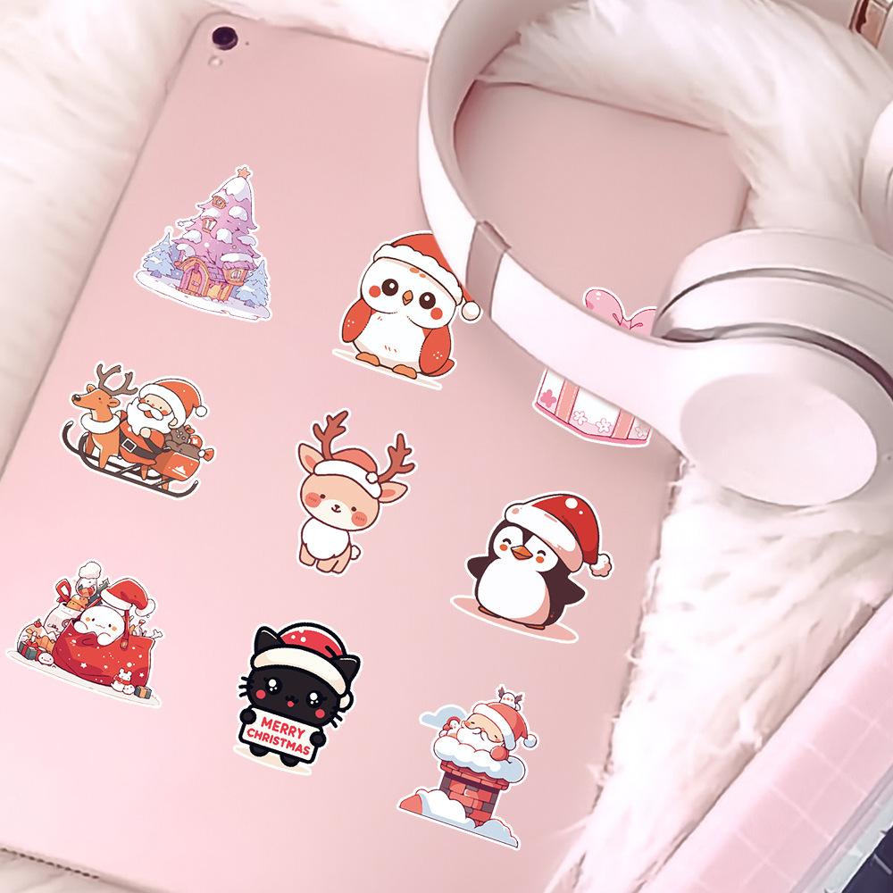 50 Christmas Decoration Stickers Pack Notebook Paper Pencil Bag Stationery Stickers Waterproof Creative Children DIY Stickers