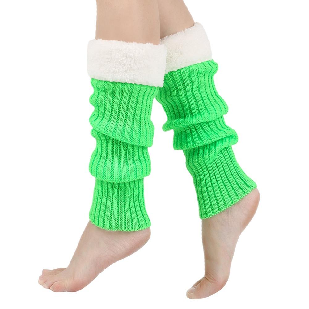 Christmas Knitted Leg Cover Candy Color Leg Warmer Stacked Christmas Leg Sleeve Thickened Foot Cover Strap Leg Socks Girls