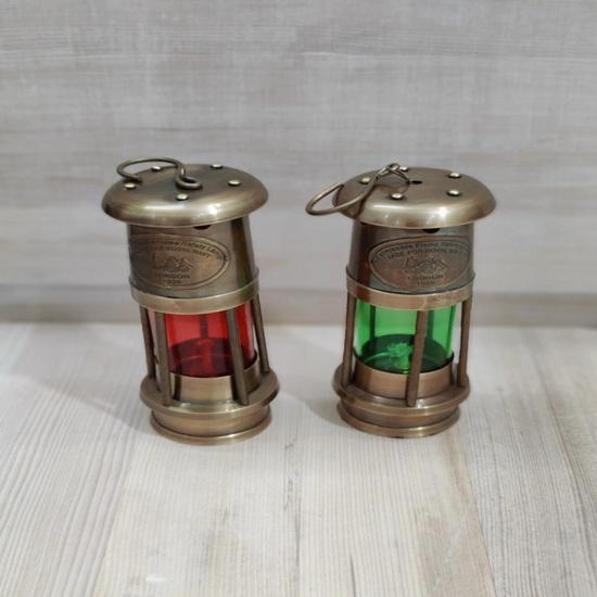 Set of 2 Nautical Brass Ship Lamp, Ship Lantern, Minor Lamp, 15.24 cm Boat Oil Lamp Lantern Colorful Lamp For Home Decoration