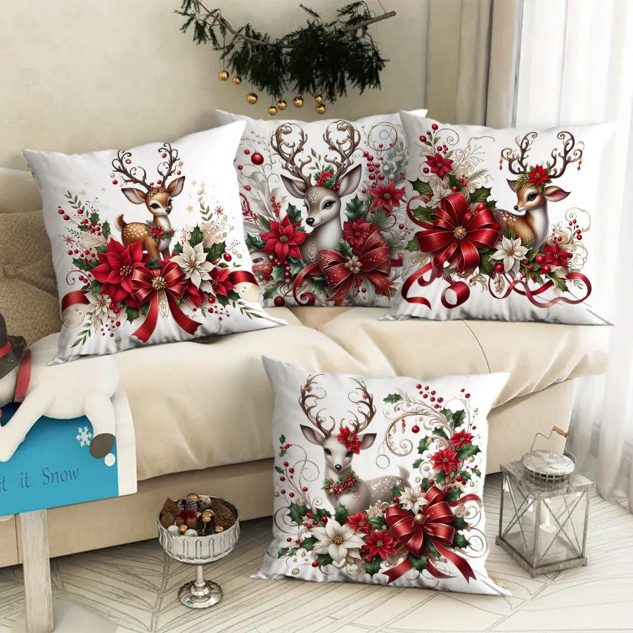Christmas Themed Pillowcase, Christmas Elk Print Pillowcase, High-looking Car Pillowcase